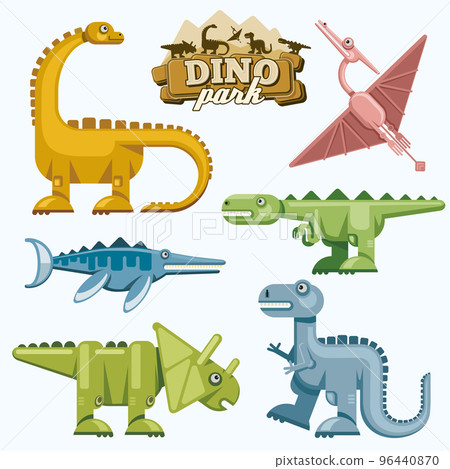 Dinosaur and prehistoric animals flat icons set Dinosaur and prehistoric animals flat icons set 96440870