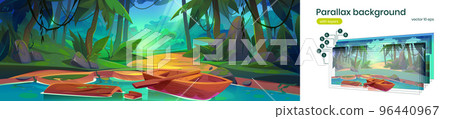 Tropical forest landscape, parallax background Tropical forest landscape, parallax background 96440967
