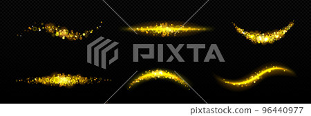 Gold glitter, flare, shine bokeh light effect set 96440977