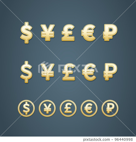 Dollar Euro Pound Yen and Rouble signs Dollar Euro Pound Yen and Rouble signs 96440998