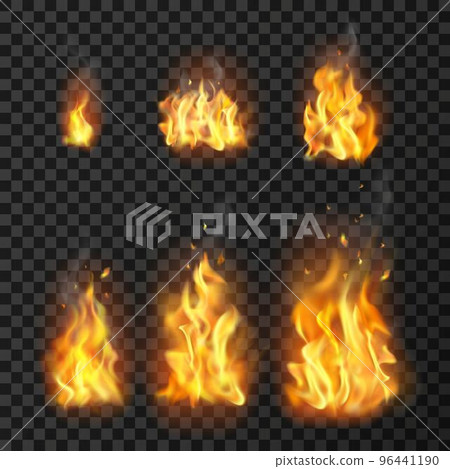 Realistic Fire Flames Set 96441190