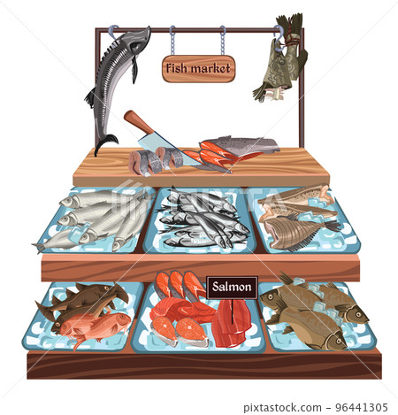 Sketch Seafood Market Concept 96441305