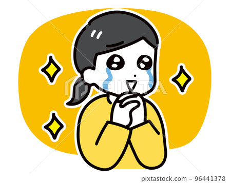 A young woman in casual clothes (upper body) is moved to tears A young woman in casual clothes (upper body) is moved to tears 96441378