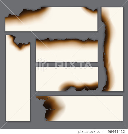 Realistic Burnt Blank Paper Sheets Set 96441412