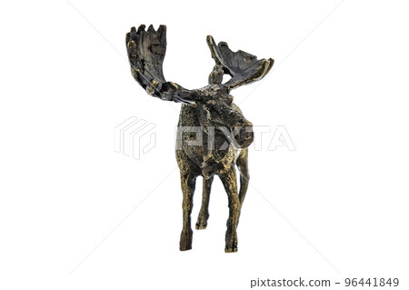 Horned elk, deer Vintage Antique grunge bronze brass figurine statue of beautiful animal, isolated on white background. Decoration Sculpture for interior. Close up Selective soft focus. Horned elk, deer Vintage Antique grunge bronze brass figurine statue of beautiful animal, isolated on white background. Decoration Sculpture for interior. Close up Selective soft focus. 96441849