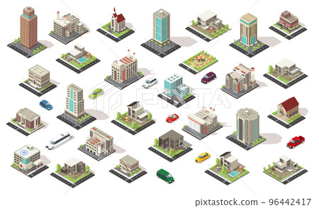 Isometric City Elements Collection 96442417
