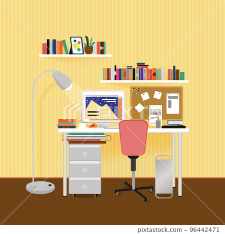 Flat Designer Workplace Concept Flat Designer Workplace Concept 96442471