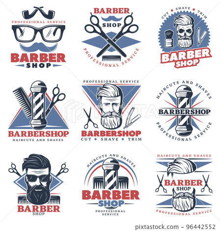 Barbershop Emblem Design Set 96442552