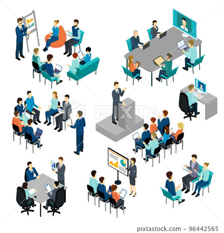 Isometric Coaching Characters Set 96442565