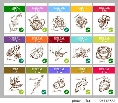 Sketch Herbal Tea Labels Collection 96442728