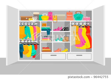 Colorful Woman Wardrobe Elements Concept 96442755
