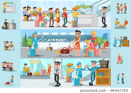 People In Airport Infographic Template 96442769