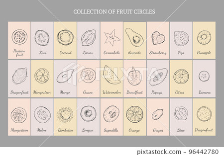 Hand Drawn Healthy Fruits Table Concept Hand Drawn Healthy Fruits Table Concept 96442780