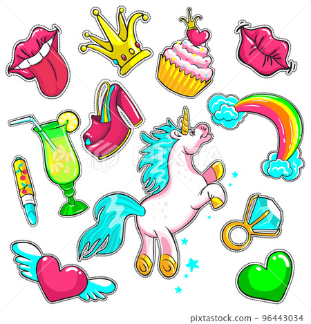 Comic Colorful Patches Set 96443034