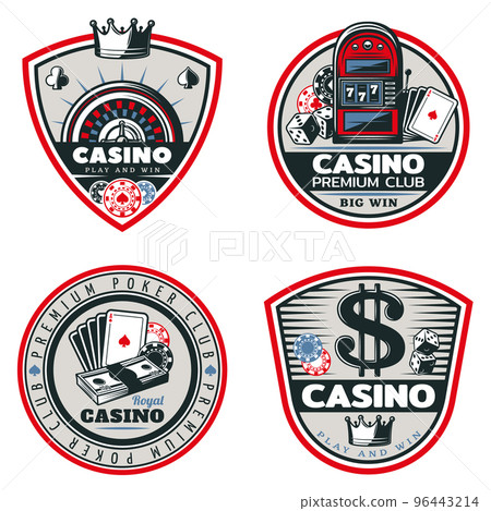 Colored Poker And Casino Emblems Set 96443214