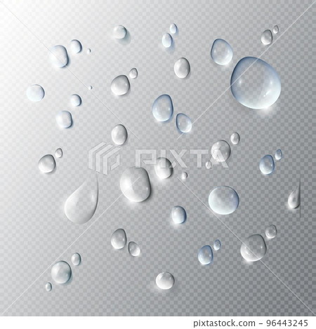 Realistic Pure Water Drops Collection 96443245