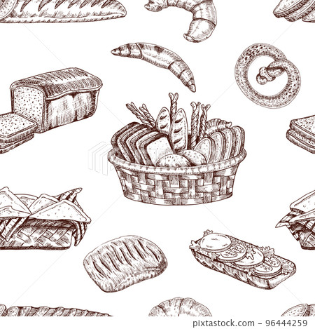 Bakery Hand Drawn Seamless Pattern Bakery Hand Drawn Seamless Pattern 96444259