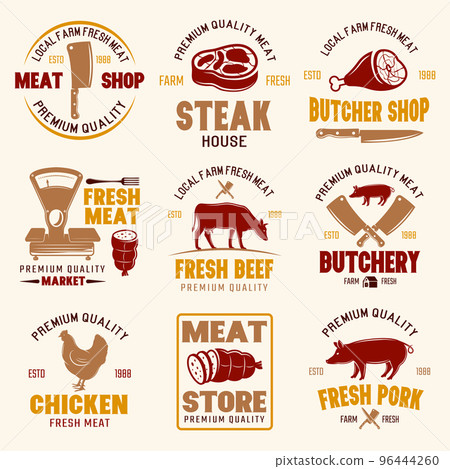 Meat Store Retro Style Emblems Meat Store Retro Style Emblems 96444260