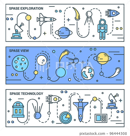 Space Horizontal Linear Banners Set 96444308