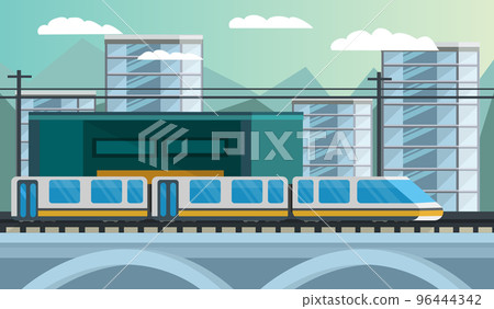 Railway Transport Orthogonal Illustration Railway Transport Orthogonal Illustration 96444342