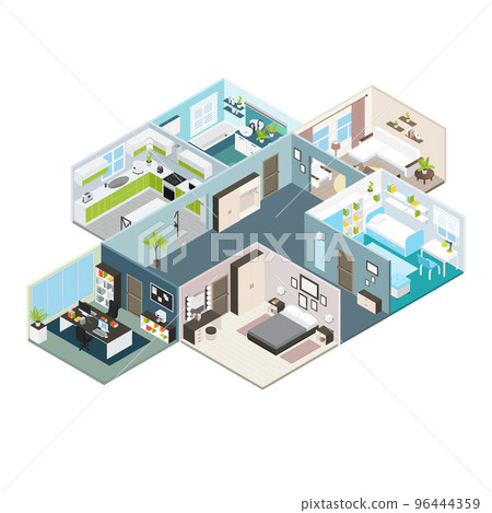 Isometric House Interior View Isometric House Interior View 96444359