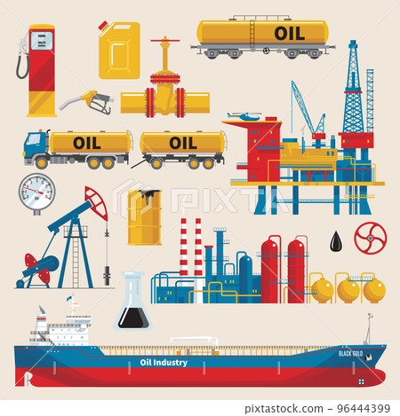 Oil Industry Decorative Icons Set Oil Industry Decorative Icons Set 96444399