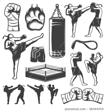 Muay Thai Monochrome Elements Muay Thai Monochrome Elements 96444459