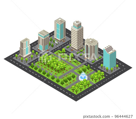 Isometric Light Cityscape Concept 96444627