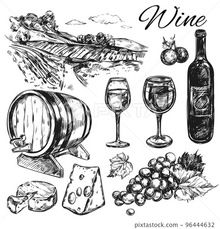 Wine Vineyard Icon Set 96444632