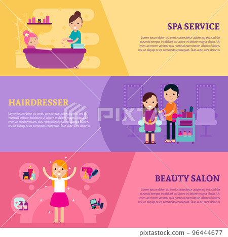 Beauty Procedures Flat Horizontal Banners 96444677