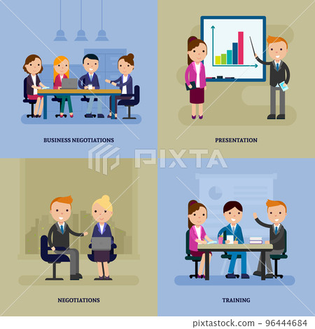 Business Negotiation Flat Template Business Negotiation Flat Template 96444684