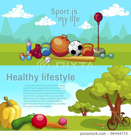 Healthy Lifestyle Horizntal Banners 96444735