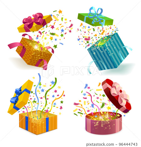 Gift Boxes And Confetti Set 96444743