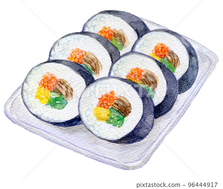 Korean food watercolor illustration Gimbap 96444917