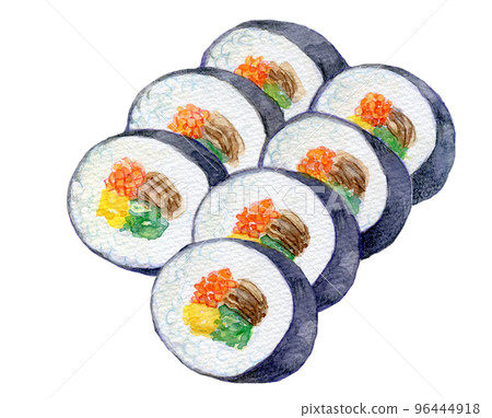 Korean food watercolor illustration Gimbap Korean food watercolor illustration Gimbap 96444918