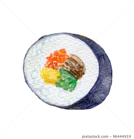 韓國食品水彩插圖紫菜包飯 96444919