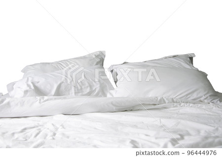Messy white bed and pillow, in the morning Messy white bed and pillow, in the morning 96444976