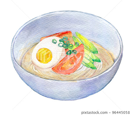 韓國料理水彩插圖冷面 韓國料理水彩插圖冷面 96445058