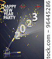 Happy new year 2023 gold and black collors place for text christmas stars 96445286