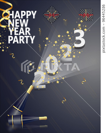 Happy new year 2023 gold and black collors place for text christmas stars 96445286