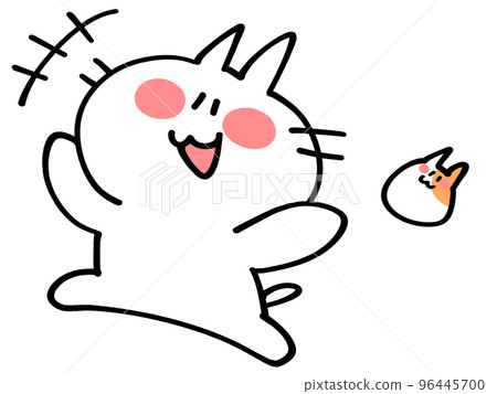 Illustration material of a cat and a hamster jumping energetically 96445700