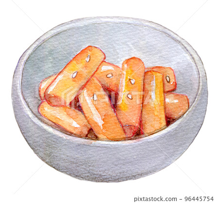 韓國食品水彩插圖炒年糕 96445754