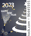 Happy new year 2023 gold and black collors place for text christmas stars 96445935