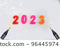 2023 new year. Greeting of 2023 new year for card, banner, media post template 96445974