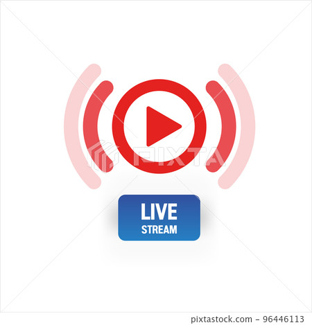 Live Streaming Icon on white background. Red...-插圖素材 [96446113] - PIXTA圖庫