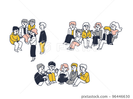 Illustration of young people gathering and exchanging opinions 96446630