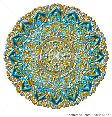 Mandala art (jewelry style, cold colors, geometric patterns, oriental) Mandala art (jewelry style, cold colors, geometric patterns, oriental) 96446643