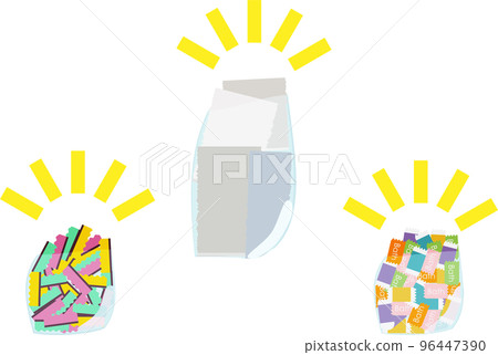 Image illustration packed with sponge, bath salts and towels Image illustration packed with sponge, bath salts and towels 96447390