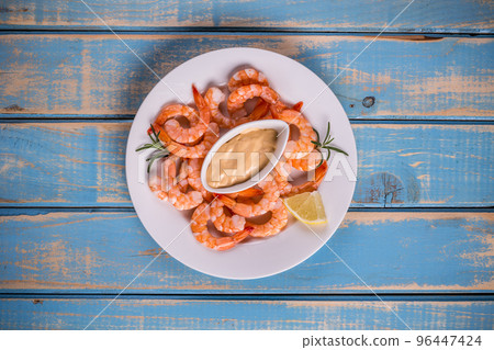 Shrimps with sauce Shrimps with sauce 96447424