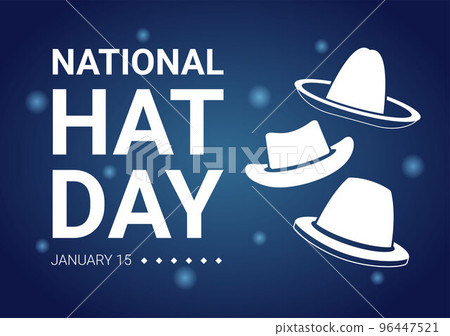 National Hat Day Celebrated Each Year on January 15th with Fedora Hats, Cap, Cloche or Derby in Flat Cartoon Hand Drawn Templates Illustration 96447521